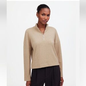 Madewell Tan Quarter Zip Pullover top size M NWT